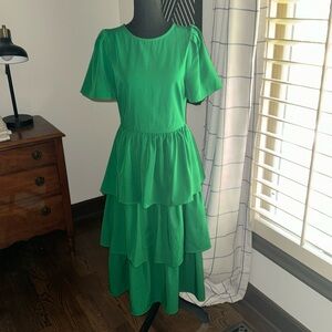 Sugarlips kelly green tiered ruffle dress medium